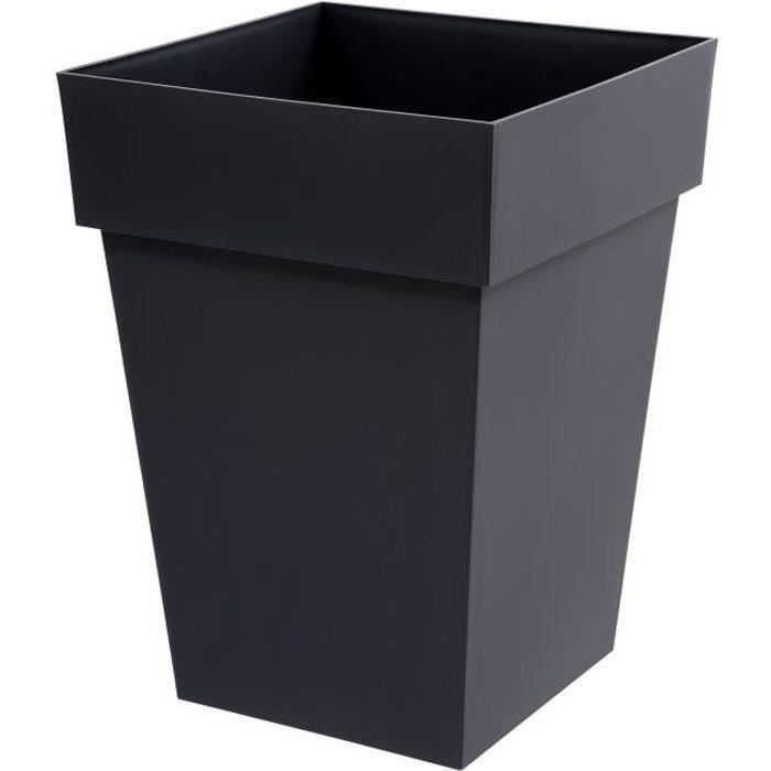 Pot de fleurs mi-haut Carré 40 cm - EDA - Toscane - 51 L - 39 x 39 x H. 53 cm - Gris Anthracite