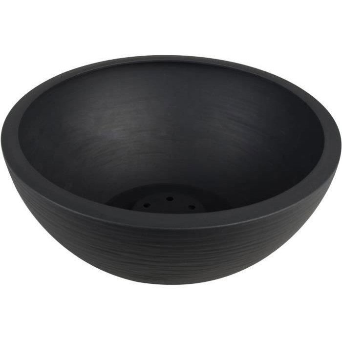 Pot vasque Ř 30 cm - EDA - Graphit Up - 5,5 L - Intérieur/ Extérieur - Décor Graphique - Ř 29,5 x H. 12 cm - Gris anthracite