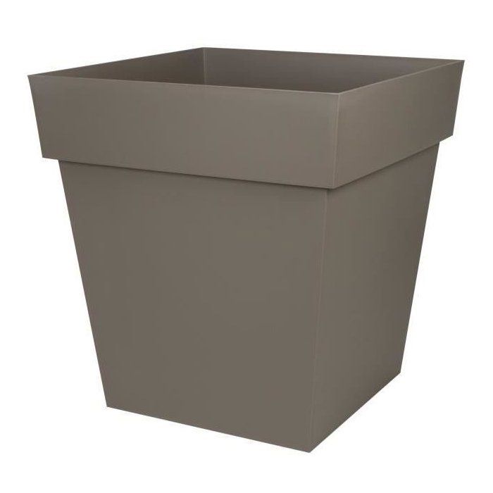 Pot de fleur carré - Toscane - EDA - 49,5 x 49,5 x H.52,5 cm - Intérieur / Extérieur - 87L - Taupe