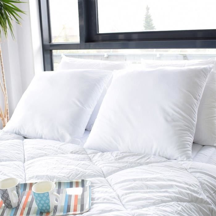 Lot de 2 oreillers câlin - 60 x 60 cm - Medium - BLEU CALIN - Blanc