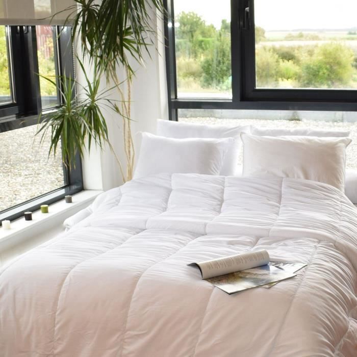Couette spéciale câline - Tempérée - 240 x 220 cm - 250 g/m² - Blanc