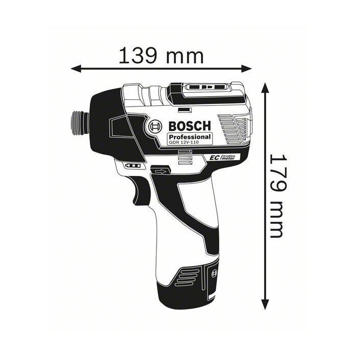 Visseuse a chocs - Bosch - GDR 12V-110 - 2 batteries 3,0Ah - Sans fil - L-BOXX