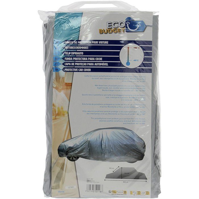 Housse de voiture - ECO BUDGET - Protection contre la poussiere - Imperméable - Polyéthylene - 430x165x120 cm