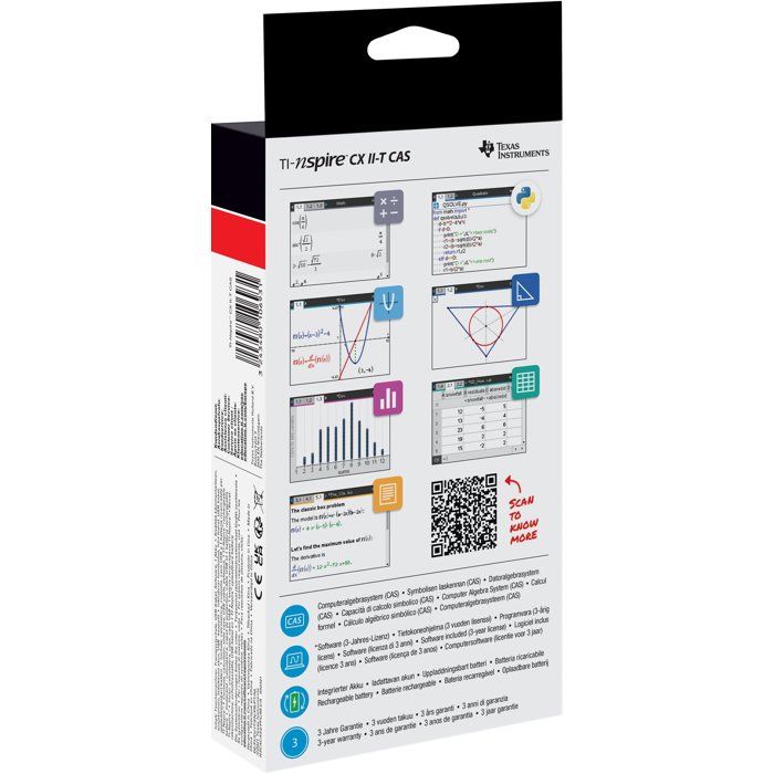 Calculatrice graphique - TEXAS INSTRUMENTS - TI-Nspire CX CAS II-T - Noir
