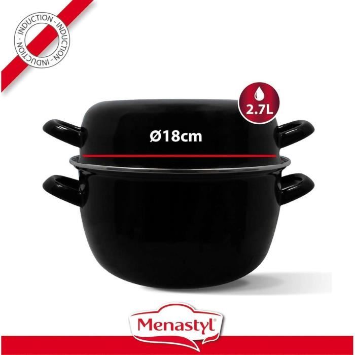 Marmite a moule - MENASTYL - 3645567 - En acier émaillé - Noir - 18 cm - 2,7 litres - Tous feux dont induction
