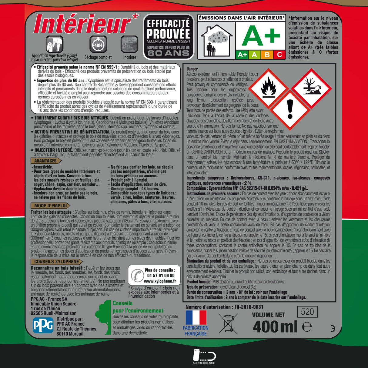 Traitement meubles, objets & parquets - Incolore - Xylophene - 400ml