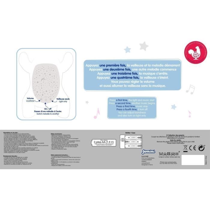 Peluche veilleuse et musicale LICORNE - JEMINI - +/- 39 cm - Rose - Piles - Plush