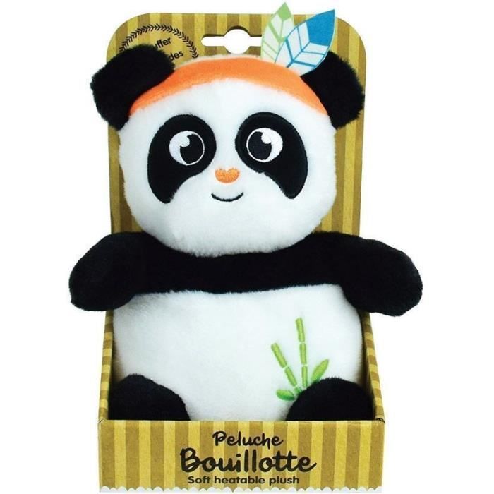 Peluche bouillotte INDIAN PANDA - JEMINI - H 21 cm - Blanc et noir - BÈbÈ