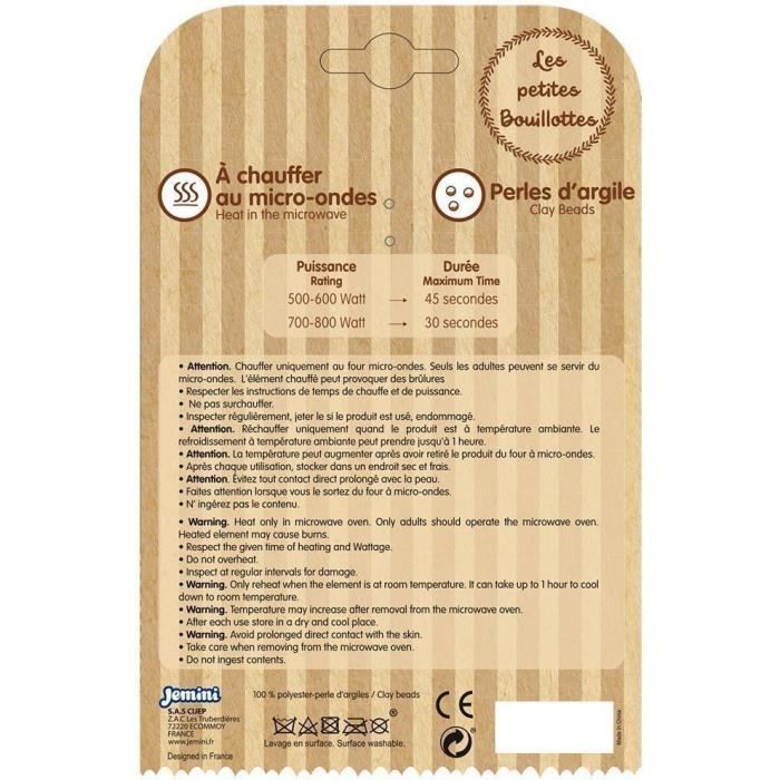 Peluche bouillotte INDIAN PANDA - JEMINI - H 21 cm - Blanc et noir - BÈbÈ