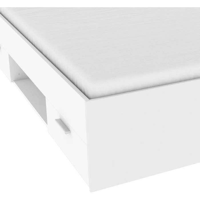 Demeyere Lit adulte MICHIGAN - 160 x 200 cm - Multiples rangements - Blanc