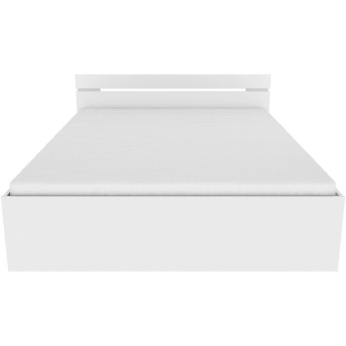 Demeyere Lit adulte MICHIGAN - 160 x 200 cm - Multiples rangements - Blanc