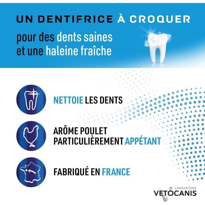 Dentifrice a croquer anti-tartre - VETOCANIS - Pour chien - 30 comprimés