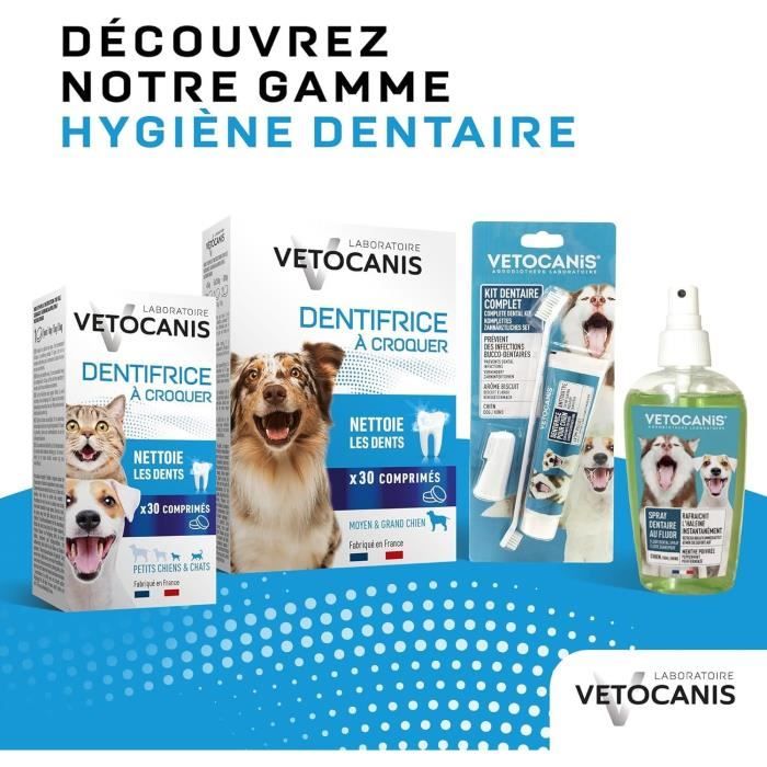Dentifrice a croquer anti-tartre - VETOCANIS - Pour chien - 30 comprimés