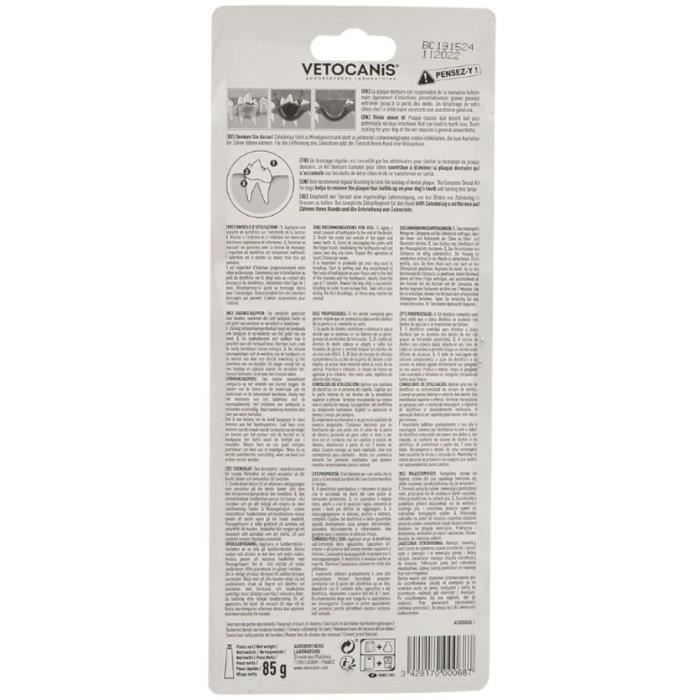 Kit Dentaire Chien - VETOCANIS - Hygiene dentaire avec Brosse a Dents, Biscuit Aromatisé, Dentifrice