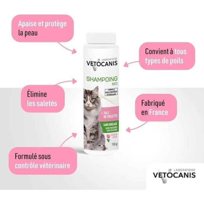 Shampoing sec - VETOCANIS - 150gr pour Chat