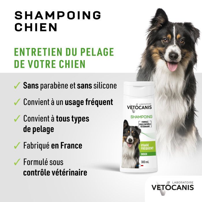 Shampoing chien - VETOCANIS - 300 ml - Hydratant, doux, sans irritation, usage régulier