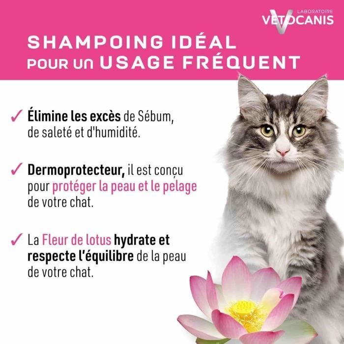 Shampoing chat - VETOCANIS - 300 ml - Sans paraben, glycérine végétale, poil doux et brillant