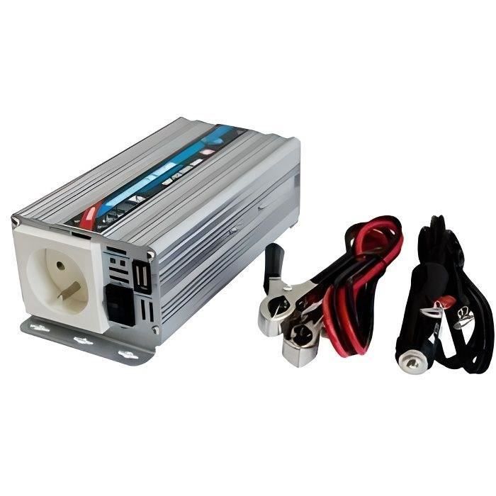Convertisseur de tension - HTC TECHNIC - 12V/220 V - 300 W - Avec prise USB-A 2A livré avec cordon allume cigare