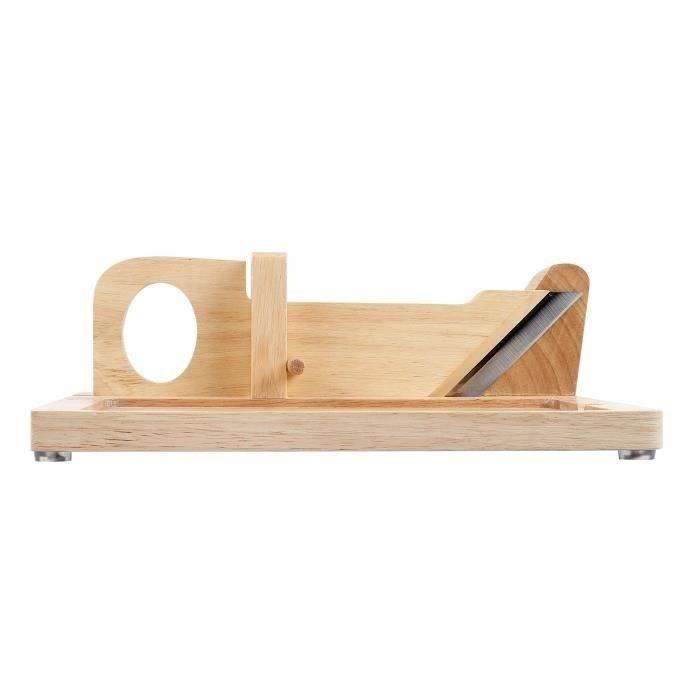 Guillotine a saucisson - LIVOO - MEC127 - En hévéa et plateau en ardoise - Lame acier inoxydable - Sécurité