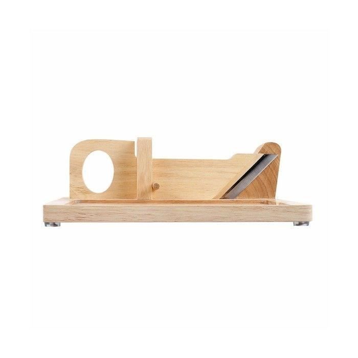 Guillotine a saucisson - LIVOO - MEC127 - En hévéa et plateau en ardoise - Lame acier inoxydable - Sécurité