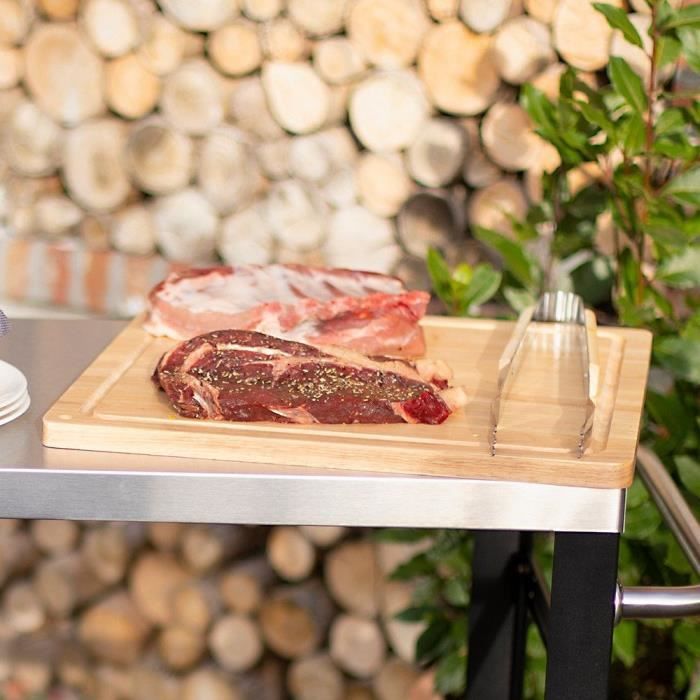 Planche a découper - LIVOO - MES141 - Bois d'hévéa - Taille XXL - 46 x 46 cm - Rigole intégrée