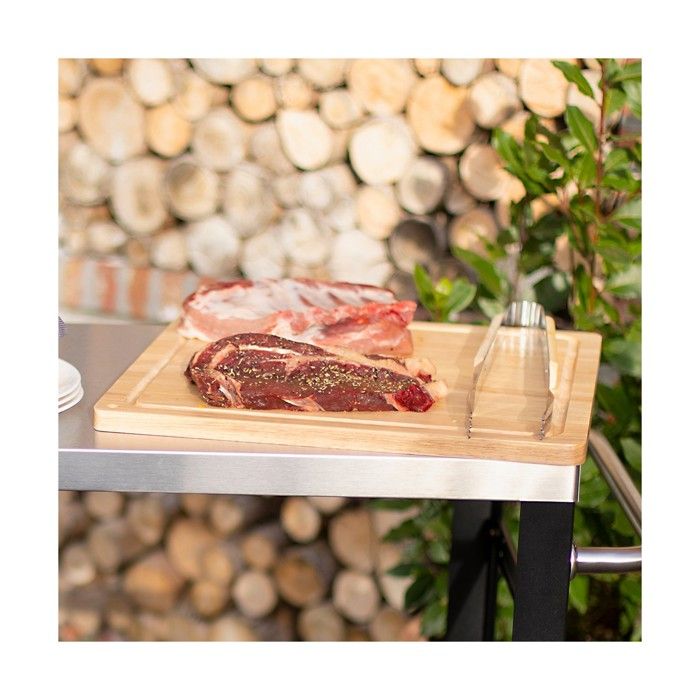 Planche a découper - LIVOO - MES141 - Bois d'hévéa - Taille XXL - 46 x 46 cm - Rigole intégrée