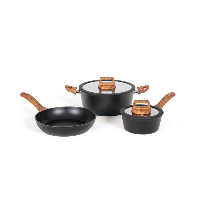 Batterie de cuisine - Induction - LIVOO - MEP147 - Aluminium antiadhésif - 5 pieces - 1 casserole Ř16 - 1 poele Ř24 - 1 faitout Ř24