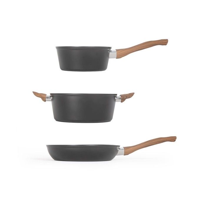 Batterie de cuisine - Induction - LIVOO - MEP147 - Aluminium antiadhésif - 5 pieces - 1 casserole Ř16 - 1 poele Ř24 - 1 faitout Ř24