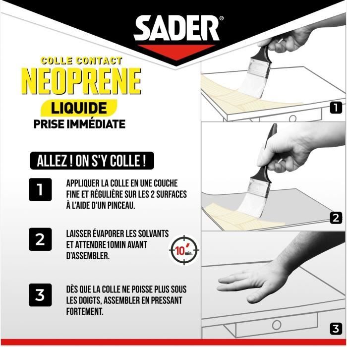 Colle contact néoprene liquide extra forte - SADER - Tous matériaux - Prise immédiate - Boîte 750 ml