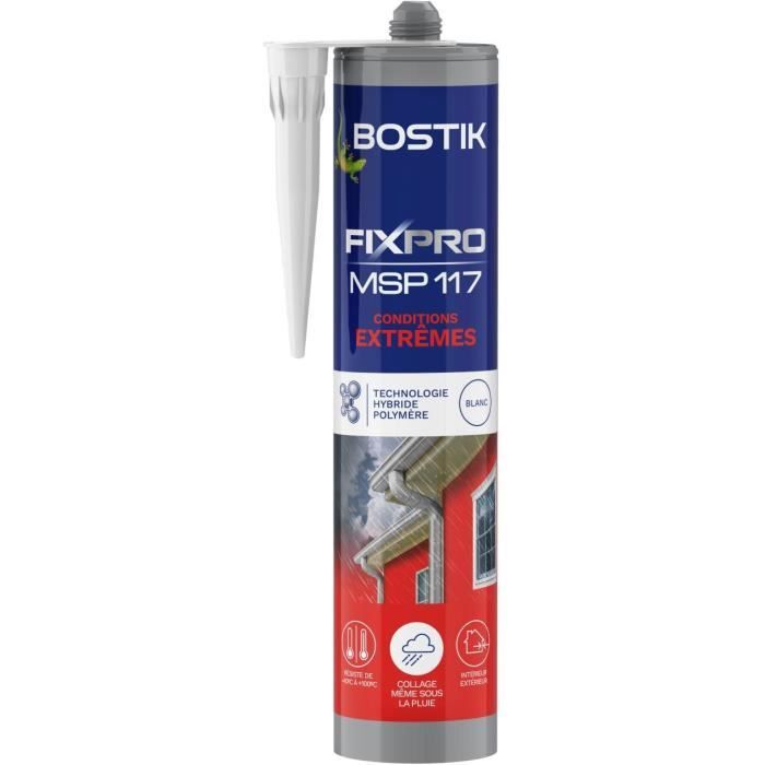 Mastic colle - BOSTIK - Fixpro MSP 117 - Conditions extremes - Intérieur/extérieur - Blanc - Cartouche 290 ml