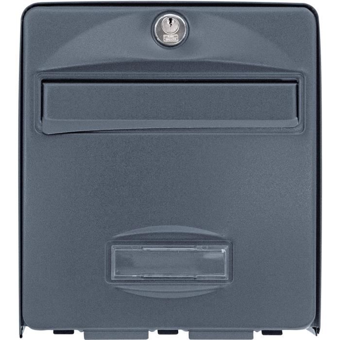 Boîte aux lettres BURG WACHTER BALTHAZAR MINI 1 Porte - Murale - Acier galvanisé - Ouverture totale - Anthracite -Fabriqué en France