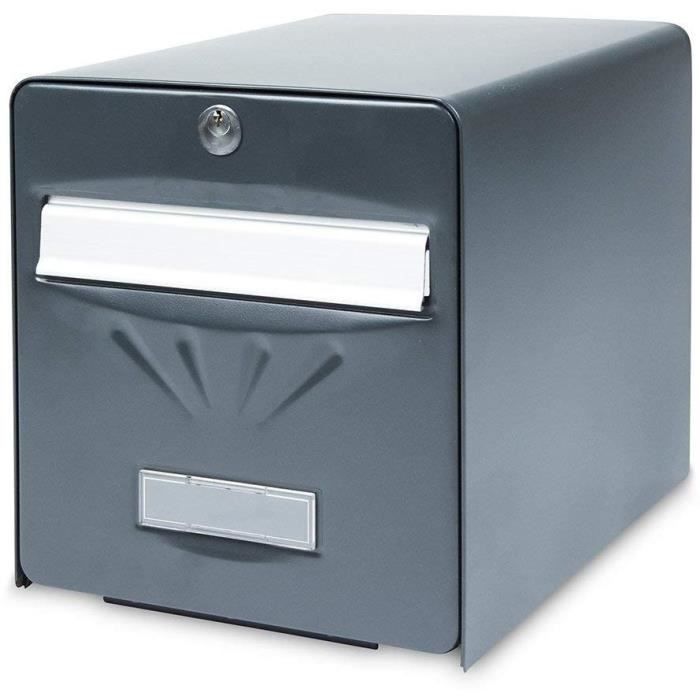 BURG WACHTER BoÓte aux lettres BalnÈaire en acier galvanisÈ - Porte arriere vitrÈe - Gris anthracite