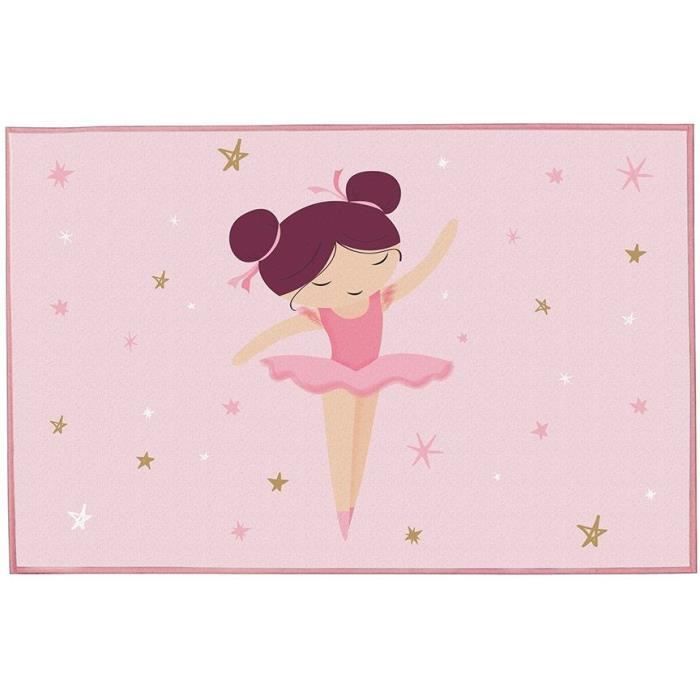 Tapis - FUN HOUSE - Danseuse Ballerine - 120 x 80 cm - Rose - Rectangulaire - Enfant