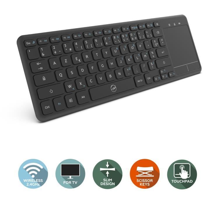Clavier sans fil - MOBILITY - Noir - Azerty - USB 2.4 GHz - Compatible Smart TV