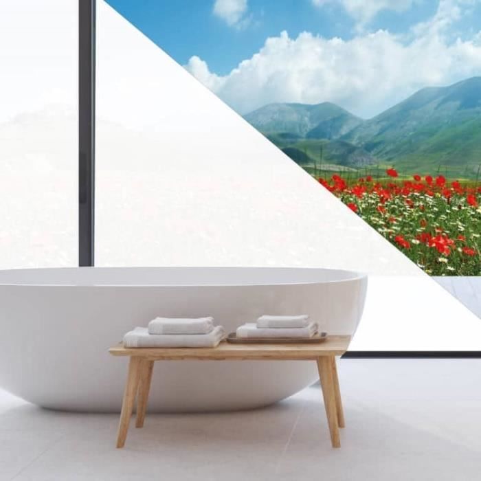 Film AdhÈsif pour Vitrage - EASY PROTEC - 100 x 90 cm - DÈpoli Blanc Anti Regard