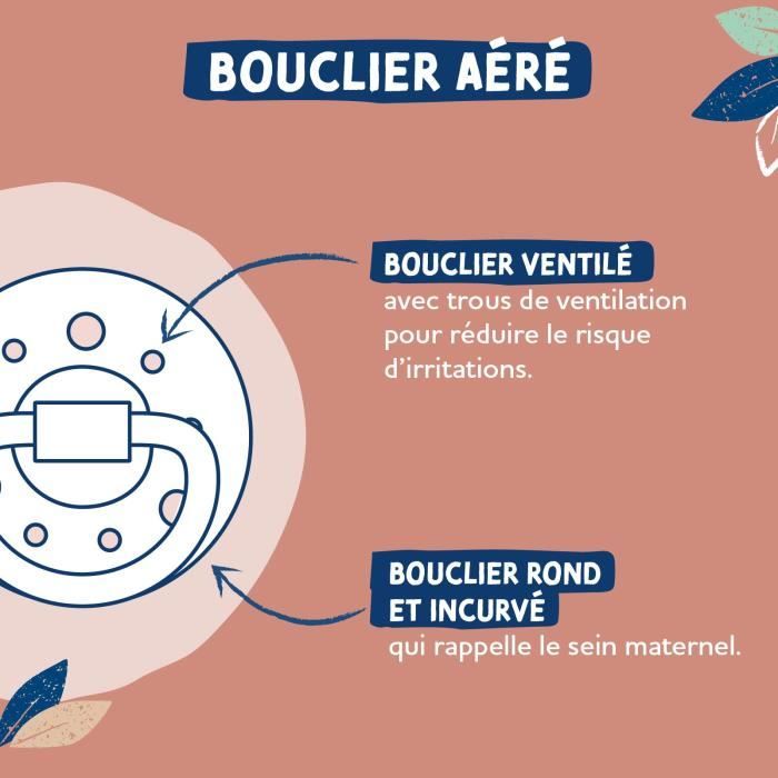 Duo sucettes caoutchouc - DODIE - GAIA - Ronde - 6/36 mois - Sous le soleil