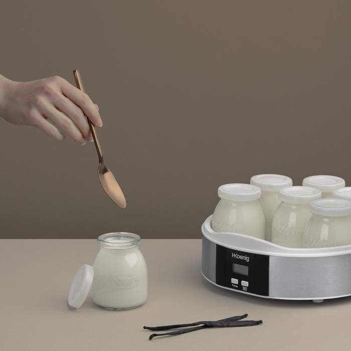 Yaourtiere HKoeNIG - ELY70 - Capacité 7 pots de 160ml - Programmable jusqu'a 15h - 15W