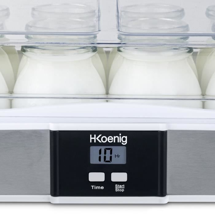 Yaourtiere HKoeNIG - ELY120 - Capacité 12 pots de 160ml - Programmable jusqu'a 15h - 15W