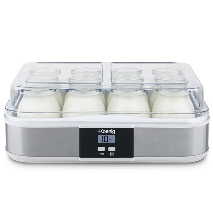 Yaourtiere HKoeNIG - ELY120 - Capacité 12 pots de 160ml - Programmable jusqu'a 15h - 15W