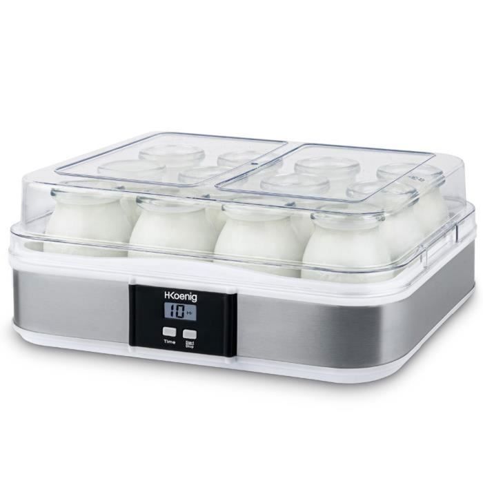 Yaourtiere HKoeNIG - ELY120 - Capacité 12 pots de 160ml - Programmable jusqu'a 15h - 15W
