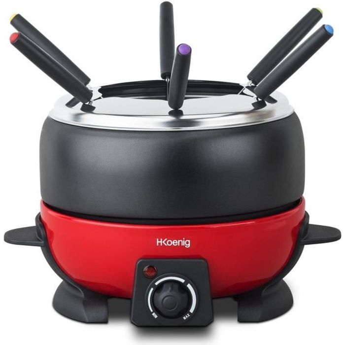 Fondue Èlectrique 6 personnes - H.Koenig - ALP1800 - 800 W - Rouge / Noir