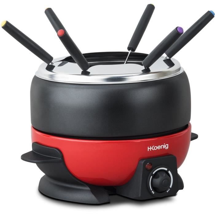 Fondue Èlectrique 6 personnes - H.Koenig - ALP1800 - 800 W - Rouge / Noir