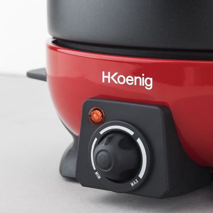 Fondue Èlectrique 6 personnes - H.Koenig - ALP1800 - 800 W - Rouge / Noir
