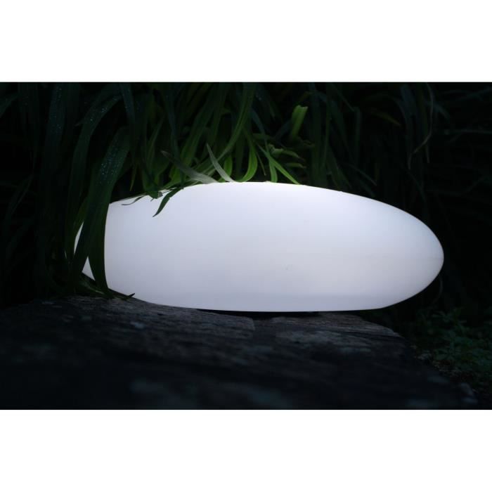 Galet solaire lumineux - Luna - Blanc - 64x39x21 cm - LED intégrée - Décoration jardin