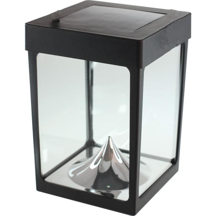 Mini photophore solaire - Parois en verre - Noir - Lampe de table - Énergie solaire - 1 ampoule