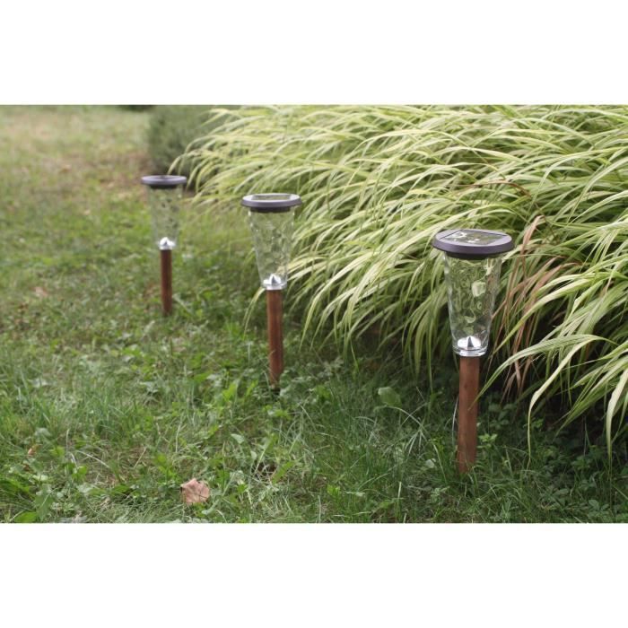 Lot de 3 balises solaires - Canopo - 20 lumens - Beige