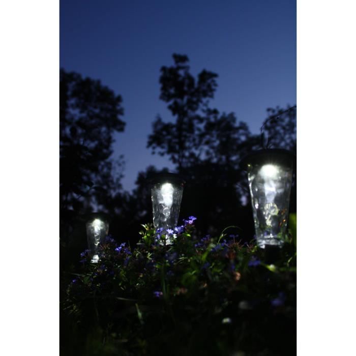 Lot de 3 balises solaires - Canopo - 20 lumens - Beige