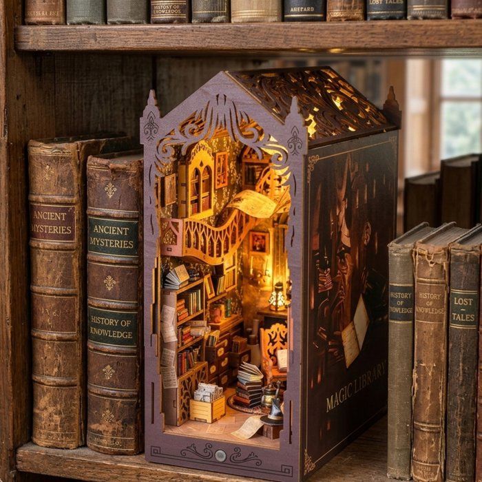 Book Nook - Kit DIY a construire Maquette 3D Serre Livre - Librairie Magique Creanook - 11 x 18 x 26 cm