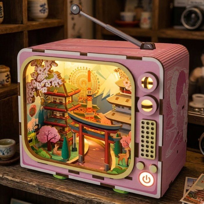 Book Nook - Kit DIY a construire Maquette 3D Serre Livre - TV Fuji - 12,5 x 8 x 13 cm