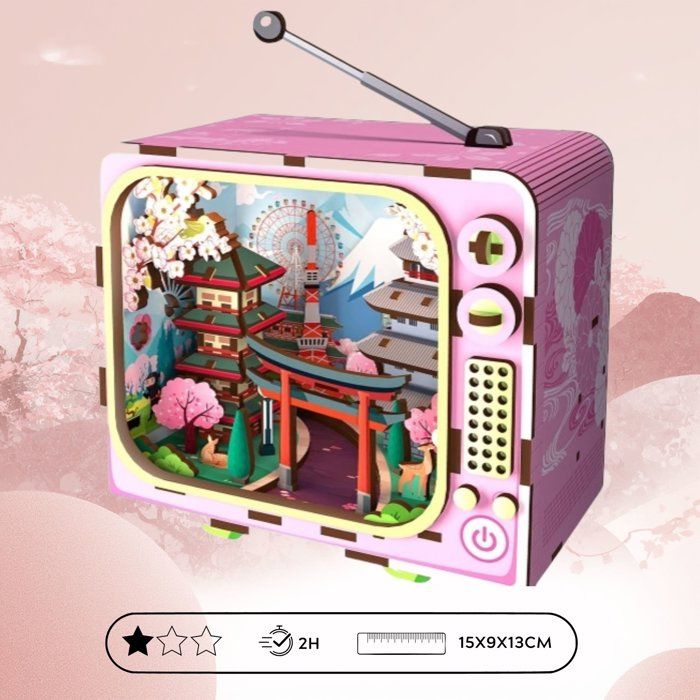 Book Nook - Kit DIY a construire Maquette 3D Serre Livre - TV Fuji - 12,5 x 8 x 13 cm